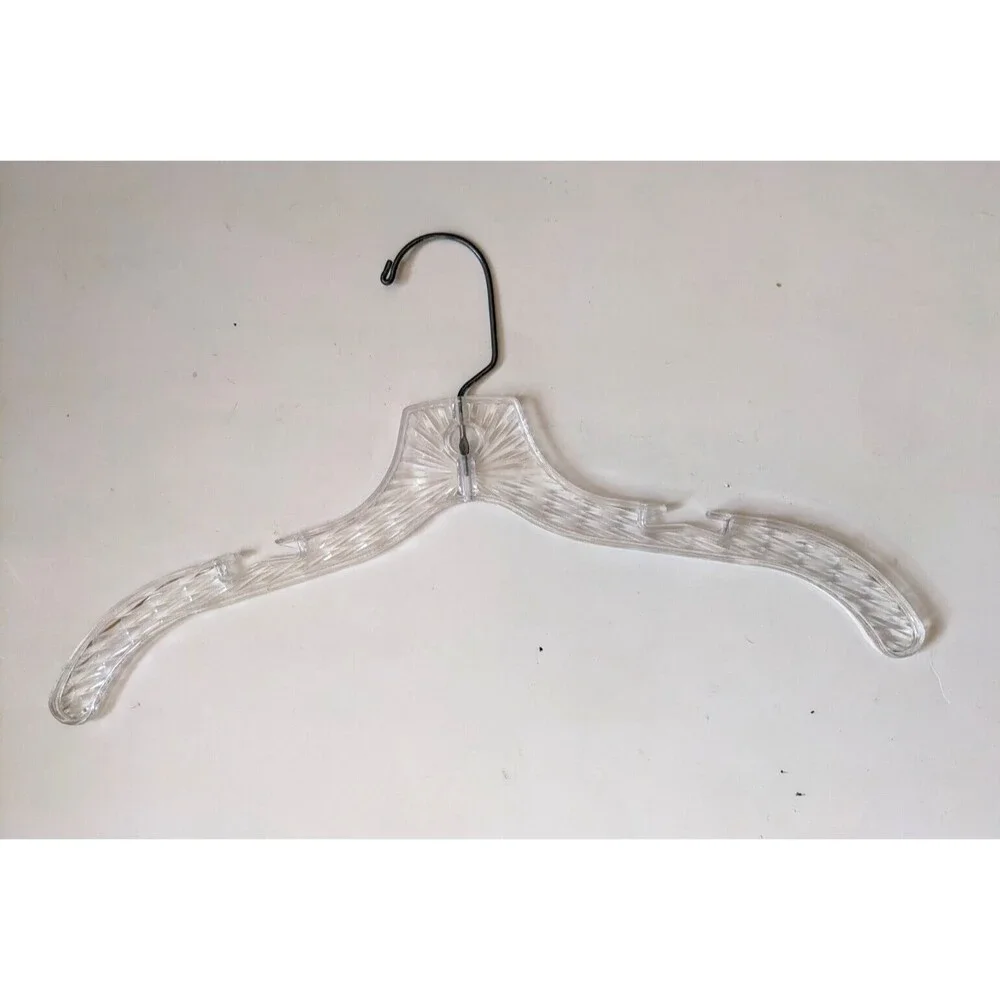 Vintage MCM‎ Clear Plastic Ice Crystal Star Burst Prism Clothes Hangers Set of 8